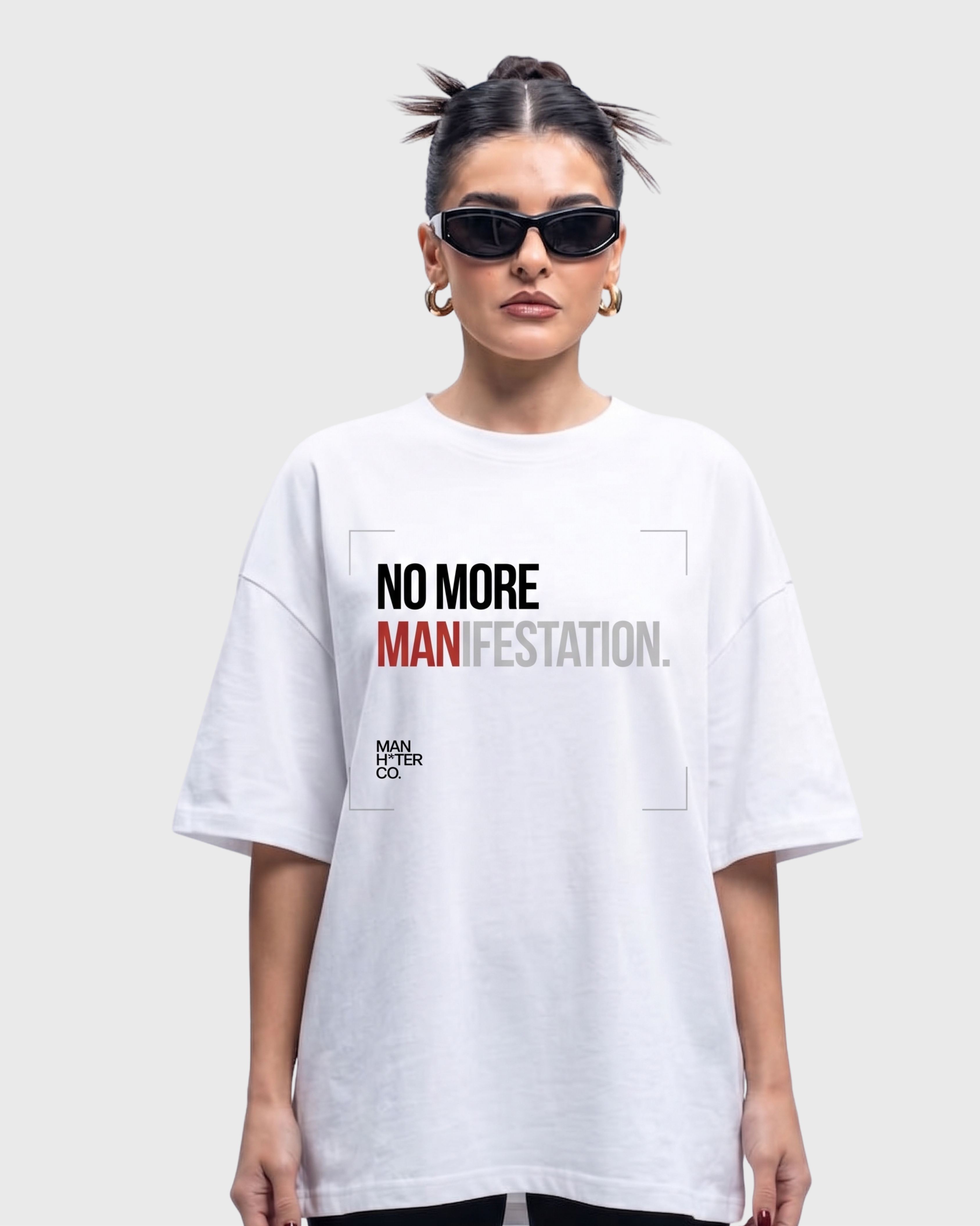 The Man Hater Co. Manifestation White Oversized Unisex Tee